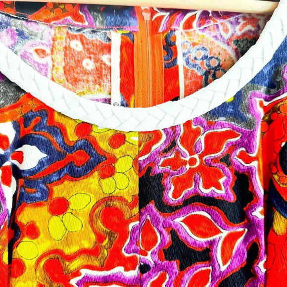 Vintage Colourful Paisley Print THC Hawaiian Textiles Barkcloth Maxi Dress S/M - Picture 7 of 11